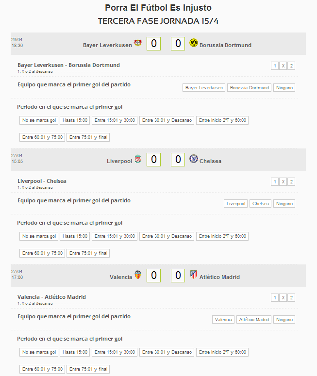 Porra EFEI - Boleto Decimoquinta Jornada